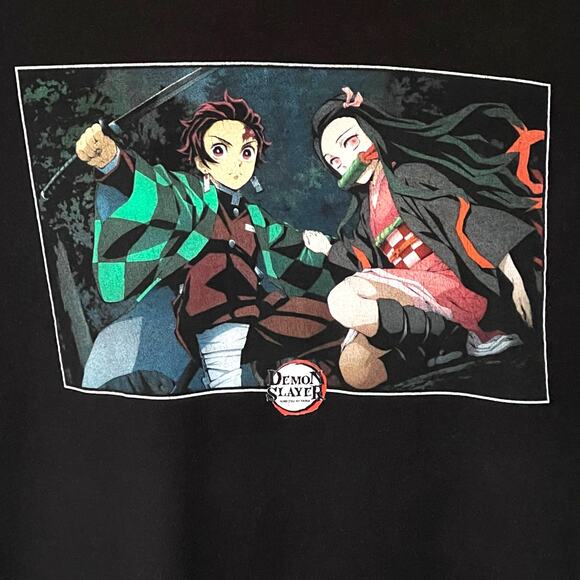 Demon Slayer Tanjiro and Nezuko Anime Black T-Shirt Men’s Large - Picture 3 of 7